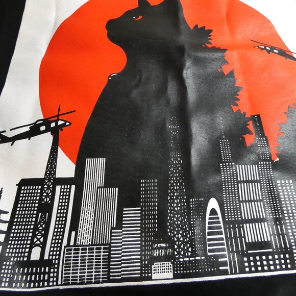 Catzilla TShirt Adult Sz S Cotton Black Japan Graphics Godzilla Muscle No Sleeve - Picture 3 of 6